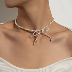 bow pearl choker boogzel clothing