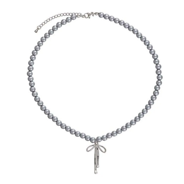 bow pendant pearl necklace boogzel clothing