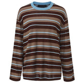 brown blue stripes sweater boogzel clothing
