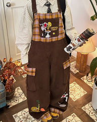 brown corduroy 90s cartoon dungarees boogzel clothing