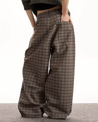 brown plaid wide leg pants boogzel clothing