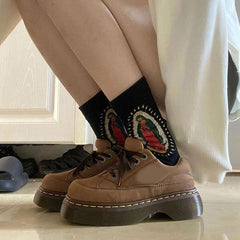 Edgy Brown Aesthetic Platform Oxford Shoes