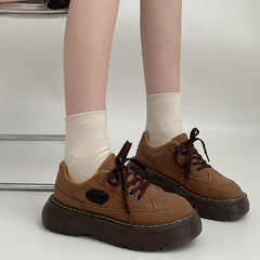 Brown Aesthetic Platform Oxfords