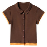 brown button up polo tee boogzel clothing