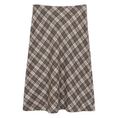 brown plaid midi skirt boogzel clothing