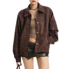 brown suede jacket boogzel clothing