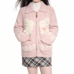 bunny zip up cardigan boogzel clothing