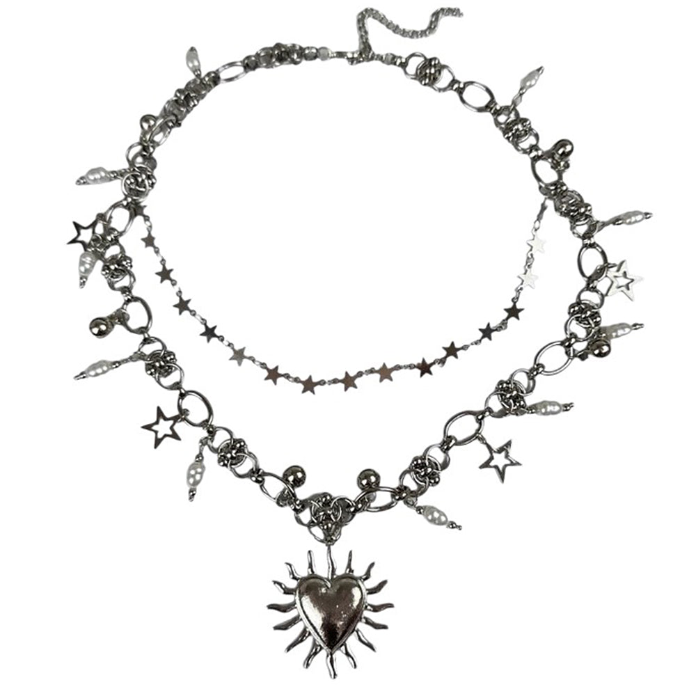 burning heart grunge chain necklace boogzel clothing