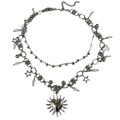 burning heart grunge chain necklace boogzel clothing