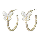 butterfly crystal hoop earrings boogzel clothing