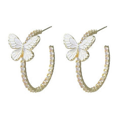 butterfly crystal hoop earrings boogzel clothing