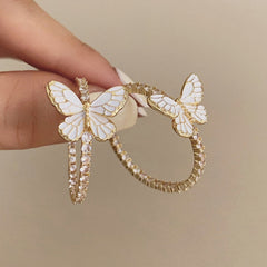 butterfly crystal hoop earrings boogzel clothing