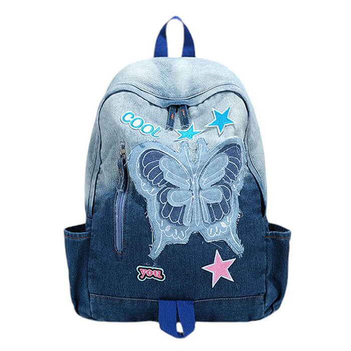 butterfly denim backpack boogzel clothing