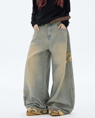 camouflage star wide leg jeans boogzel clothing