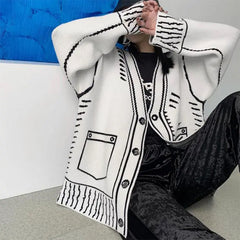 2d cartoon outline knitted cardigan boogzel clothing