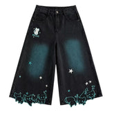 cat print denim shorts boogzel clothing