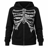 chain skeleton fitted zip up hoodie boogzel clothing
