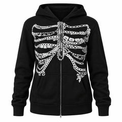 chain skeleton fitted zip up hoodie boogzel clothing