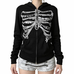 chain skeleton fitted zip up hoodie boogzel clothing