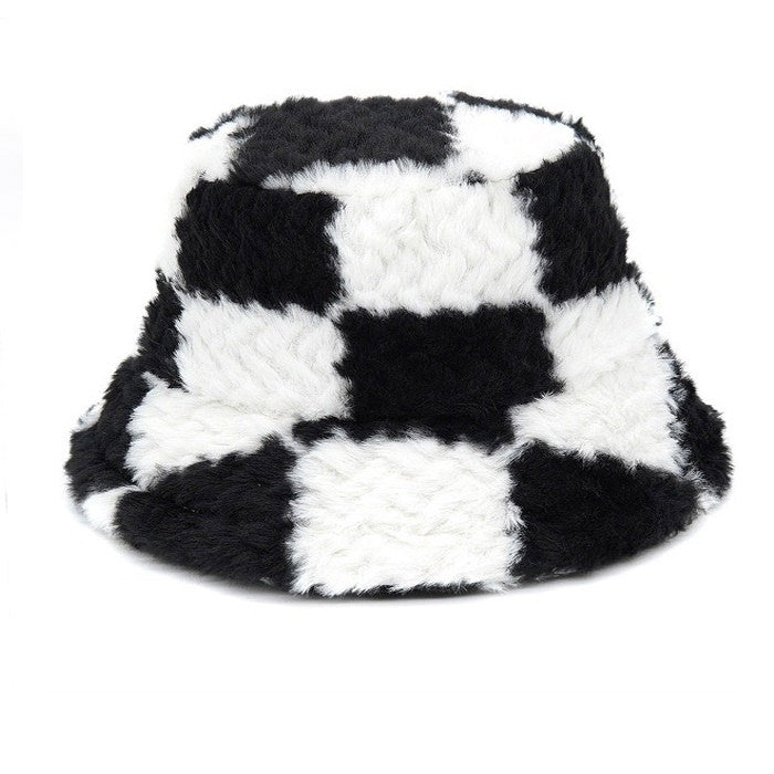 checkered fuzzy bucket hat boogzel clothing