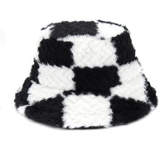 checkered fuzzy bucket hat boogzel clothing
