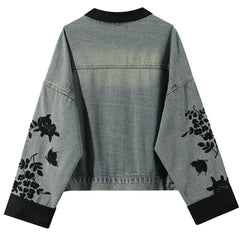 chinese style embroidered denim jacket boogzel clothing