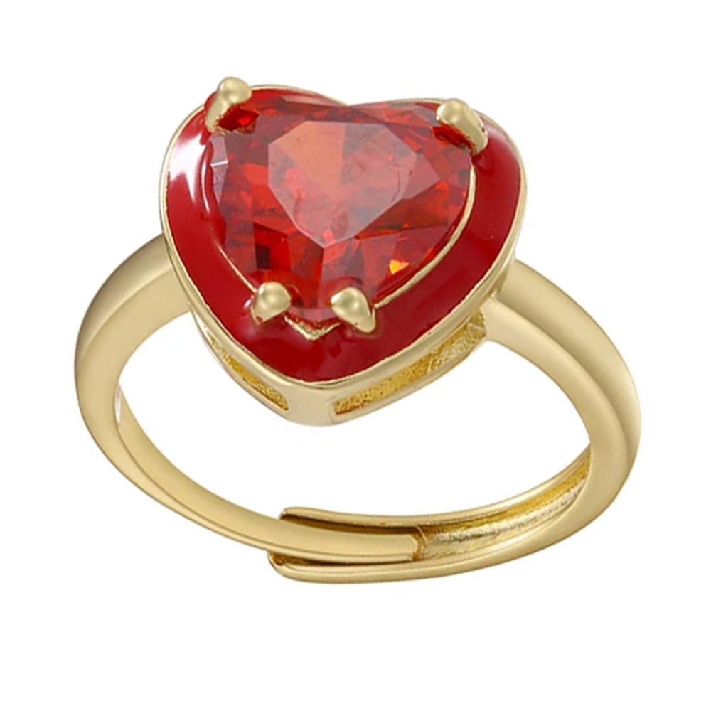 chunky heart rhinestone ring boogzel clothing