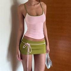 color block tank top and mini skirt co ord set boogzel clothing