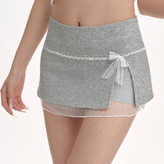 coquette aesthetic lace bow skort boogzel clothing