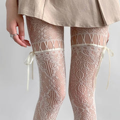 coquette bow lace tights boogzel clothing