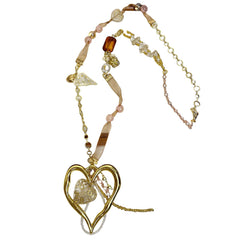 coquette heart charm beaded necklace boogzel clothing