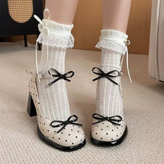 coquette polka dot mary jane heels boogzel clothing