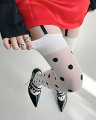 coquette polka dot suspender tights boogzel clothing
