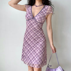cottage summer plaid mini dress boogzel clothing