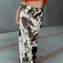 cow print satin maxi skirt boogzel clothing