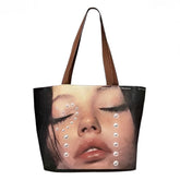 crying face pearls tote bag boogzel clothing
