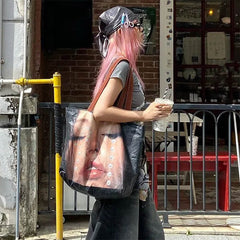 crying face pearls tote bag boogzel clothing