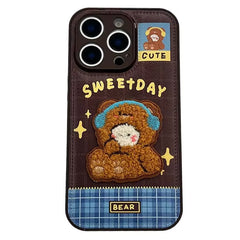 cute bear embroidery iphone case boogzel clothing