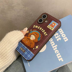 cute bear embroidery iphone case boogzel clothing