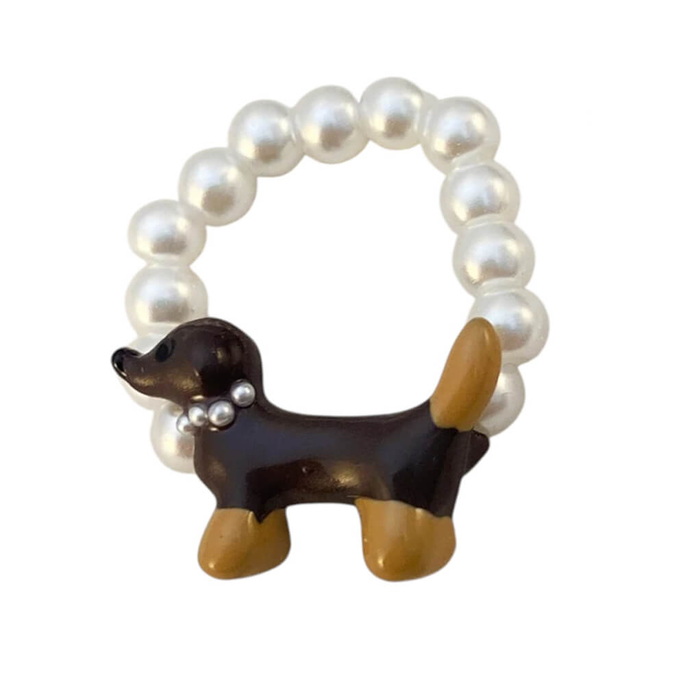cute dachshund pearl ring boogzel clothing