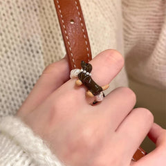 cute dachshund pearl ring boogzel clothing