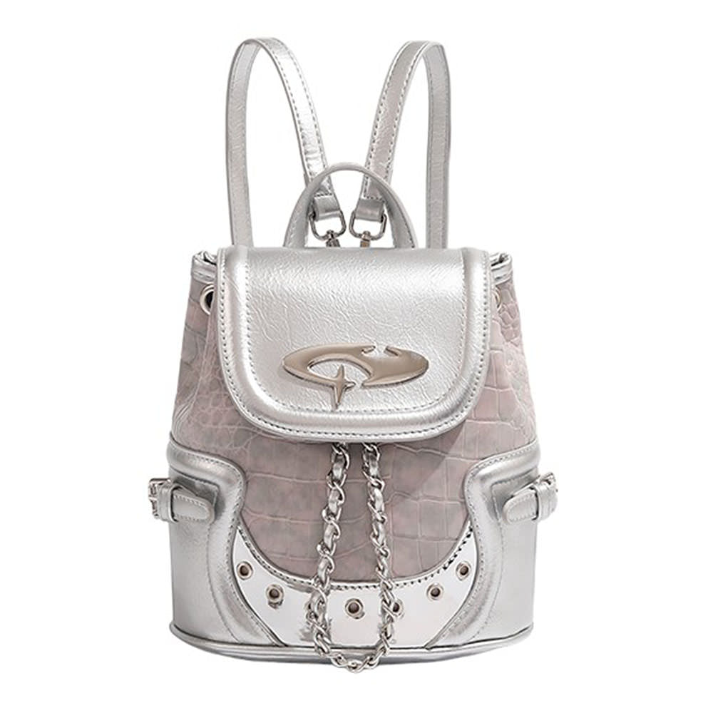 cyber aesthetic silver backpack boogzel clothing