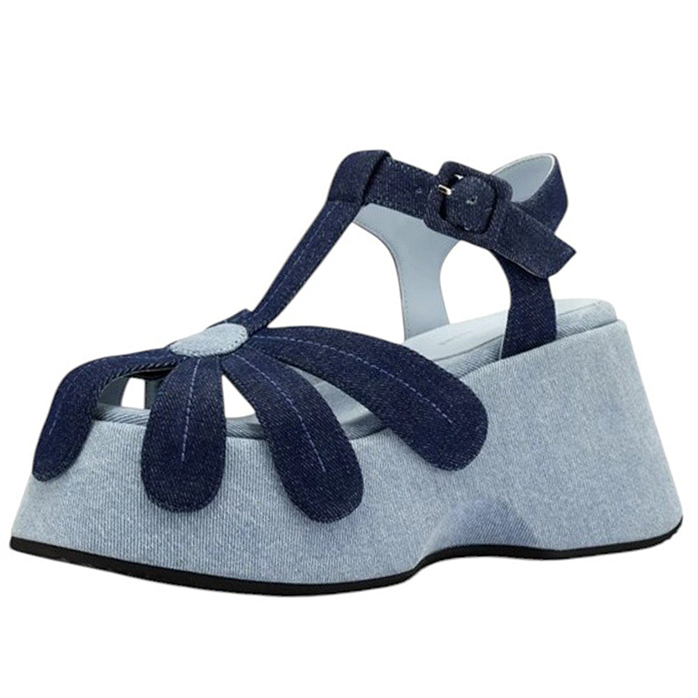daisy denim platform sandals boogzel clothing
