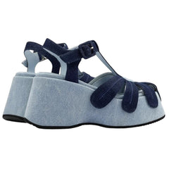 daisy denim platform sandals boogzel clothing