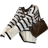 French Aesthetic Striped Sweater - Boogzel Clothing
