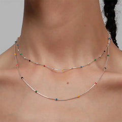 delicate beaded chain necklace boogzel clothing