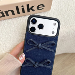 denim bow iphone case boogzel clothing