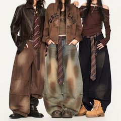 dirty washed baggy wide leg jeans boogzel clothing