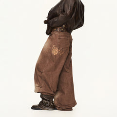 dirty washed baggy wide leg jeans boogzel clothing