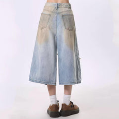 distressed baggy denim shorts boogzel clothing